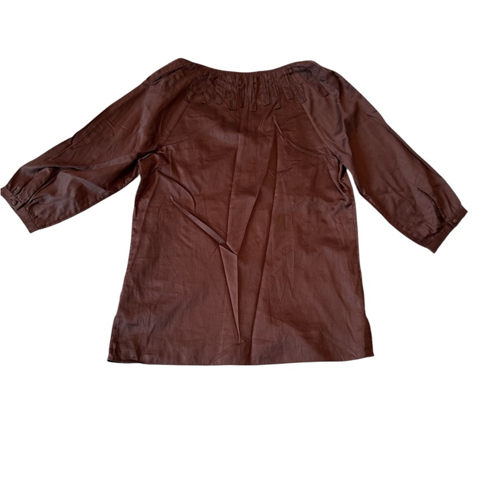 Talbots Rich Brown Pleated Blouse - Picture 2 of 3